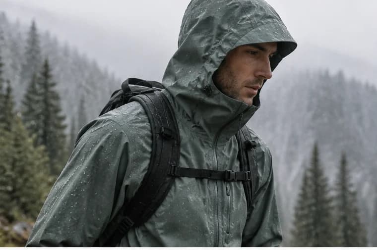 Customer video review: hiker wearing the Rain Shell in the rain